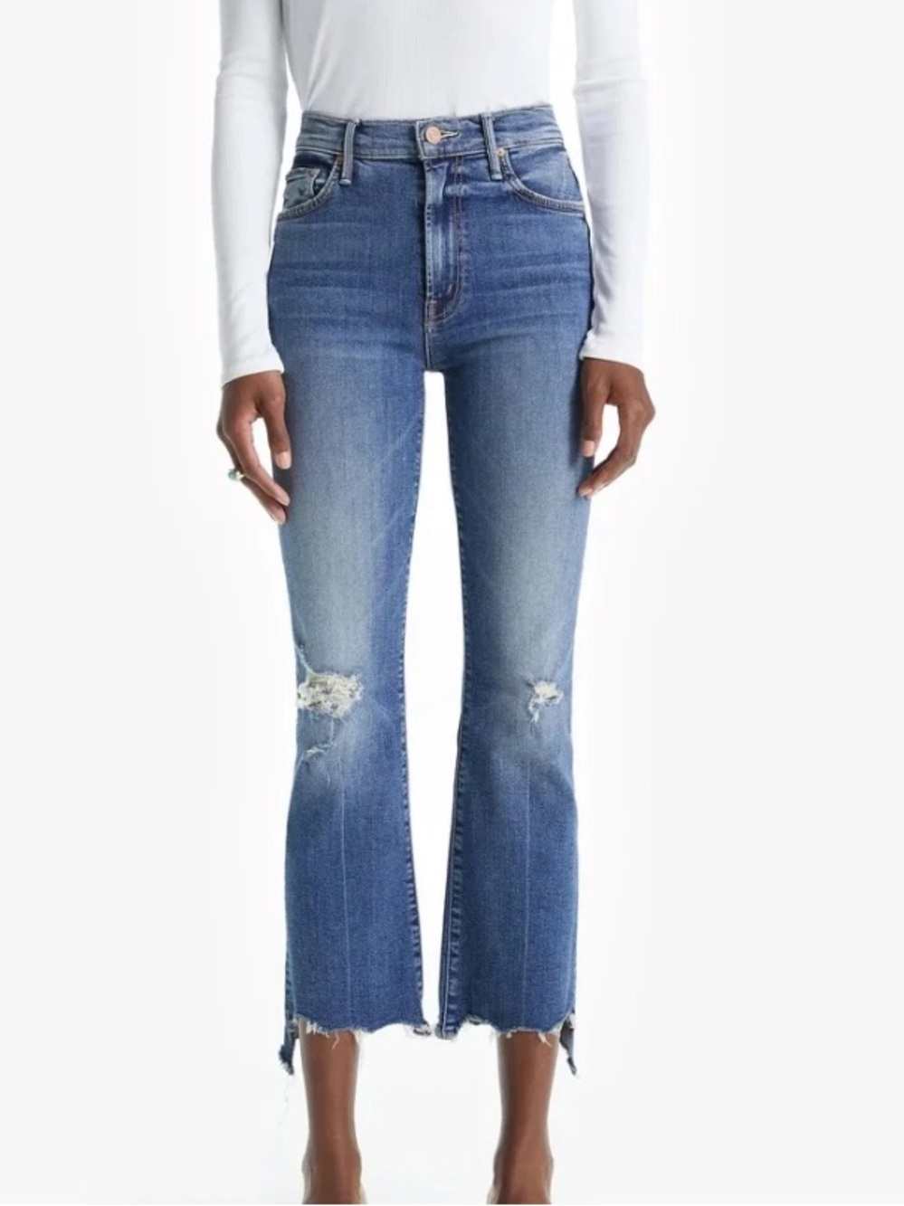 MOTHER The Insider Crop Step Chew Jeans in "Dancing on Coals" Wash